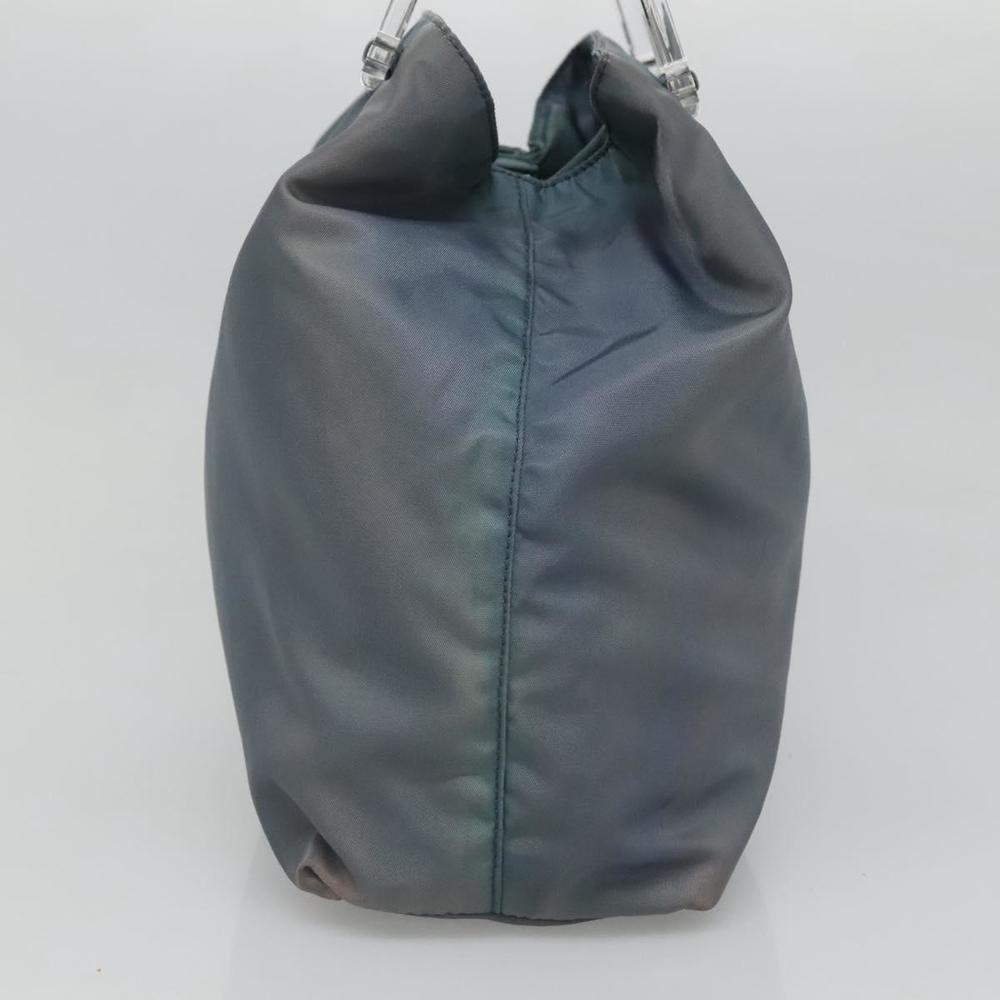 PRADA Hand Bag Nylon plastic Light Blue Silver clear Auth fm4546 - Picture 4 of 16
